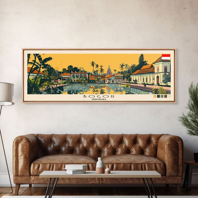 Bogor, Indonesia Panoramic Canvas Print, Bogor, Indonesia Painting, Indonesia Art, Bogor Travel Poster, Travel Art, Vacation Gift