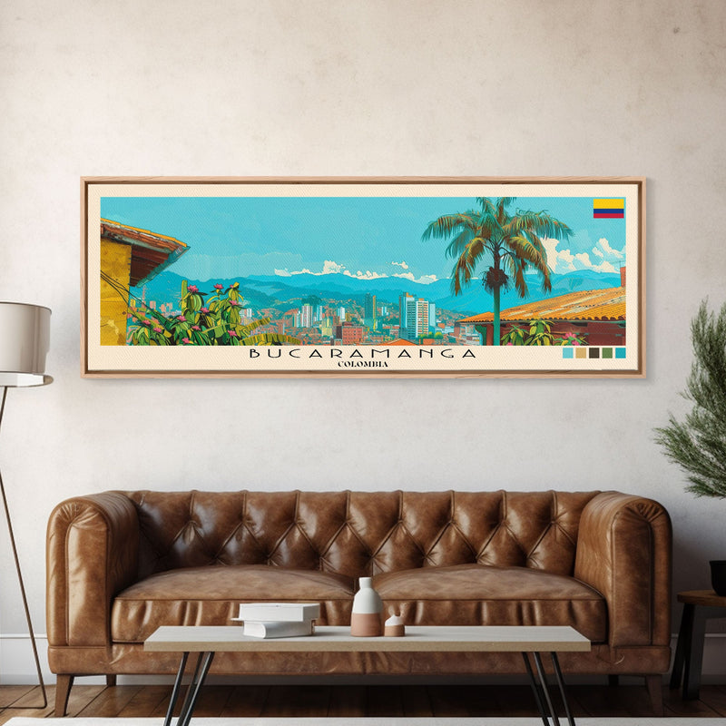 Bucaramanga, Colombia Panoramic Canvas Print, Bucaramanga, Colombia Painting, Colombia Art, Bucaramanga Travel Poster, Travel Art, Guest Room Painting