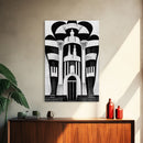 Vintage Style Art Deco Architecture Study, Framed Canvas Print, Retro Style Wall Art