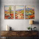 Southwestern Desert Landscape 3 Piece Canvas Prints, Painting, Minimalist Art, Decor, Wall Decor, Wallpaper, Midcentury Modern Western Decor