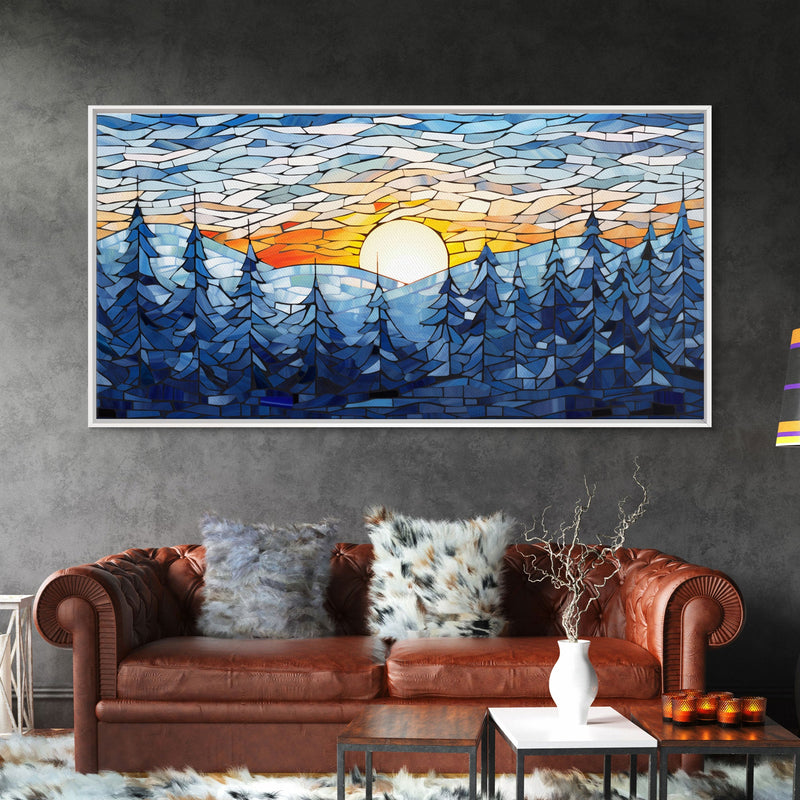 Winter Wall Art, Mosaic Wall Art, Nature Art Print, Abstract Wall Art, Canvas Print, Wall Hanging, Landscape Art, Trendy Wall Art, Gift Idea