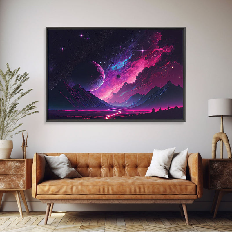 Alien Planet Fantasy Landscape Mountains Pink Voilet Fine Art Print, Wall Art Print, Wall Poster, Wall DÃ©cor