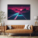 Midnight Drive, Unique Synthwave Style Retro Art, 80s style art, framed canvas print