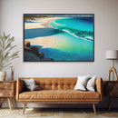 Bird's Eye View Of a Tropical Beach, Framed Canvas Print, Lake House Art, Modern Farmhouse Decor