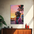 Golden Retriever Wall Print, Dog Art, Dog Sunglasses, Dog In Pink Suit, Funny Art, Framed Wall Art, Framed Canvas, Wall Print, Wall Canvas