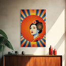 Portrait of a Geisha, Pop Art Style, Art Deco Sunburst, Framed Canvas Print
