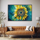 Watercolor of a Sunflower, Framed Canvas Print, Framed Art, Lowkey Farmhouse Wall Art, Living Room Decor, Living Room painting