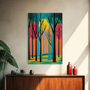 Vintage Style Art, Framed Canvas Prints, Lake and Pine Tree Forest Landscape, Florida Everglades at Sunset,  Pop Art