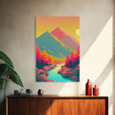 Surrealist Pop Art, Pink Turquoise Landscape Art, Framed Canvas Print, Minimalist Art