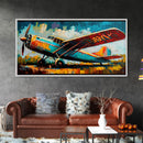 Aeroplane Art, Antique Airplane Painting Canvas Print, Framed Canvas Art, Above Sofa Art, Gift for RC Plane Pilot