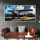 Aeroplane Art, Antique Airplane Painting Canvas Print, Framed Canvas Art, Above Sofa Art, Gift for RC Plane Pilot, Airplane Art