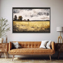Early American Style Landscape Art | Primitive Farmhouse Decor | Framed Canvas Print | Wall Art | Wall Decor | Office Art | Muted Art