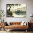 Wall Art Oil Painting Landscape Framed Canvas Print, Vintage Nature Framed Large Gallery Art, Antique Style Art Ready to Hang