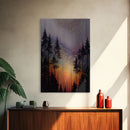 Abstract Pine Canvas Print of Oil Painting, Large Original Textured Fall Pine Forest Painting Contemporary Living Room Wall Art Decor