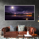Full moon canvas print, Lightning storm over a mountain lake at night, cool wall art, awesome wall art