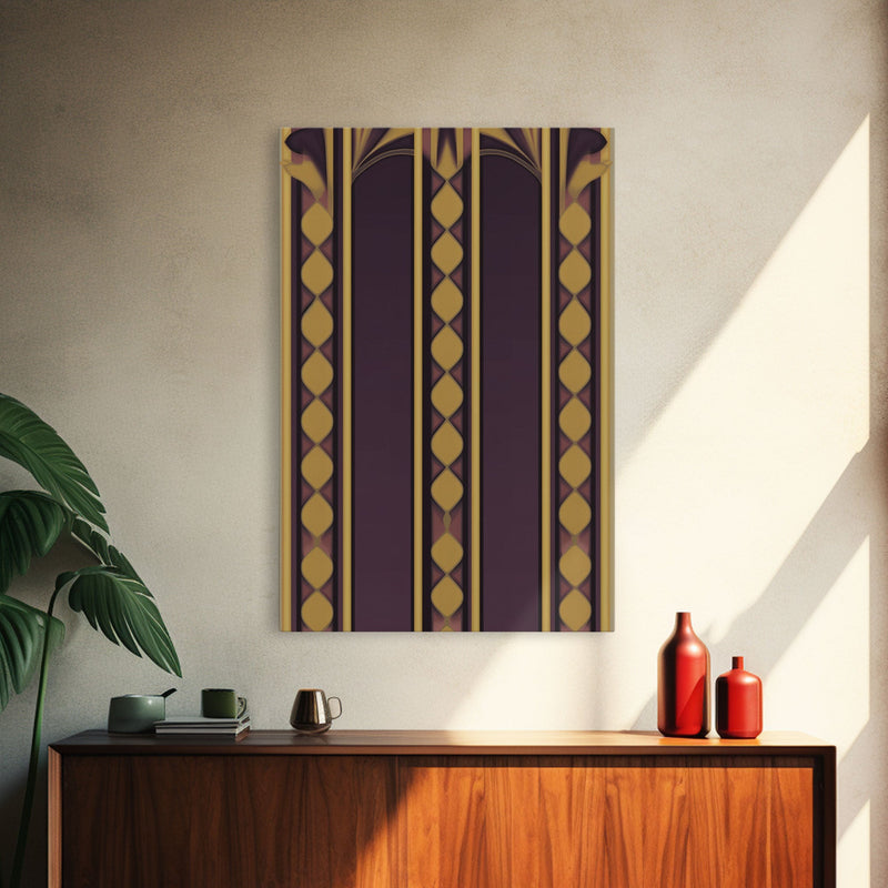 Art Deco Pattern Wall art, Framed Canvas Print, Art Deco, Canvas Wall art, Purple & gold art, Canvas wall art, Abstract art, Geometric art