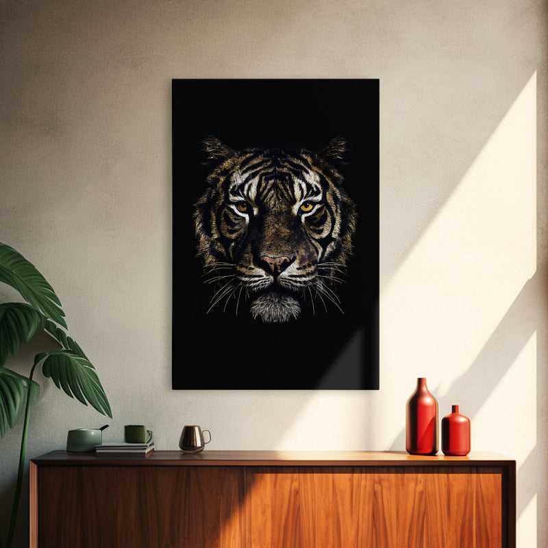 Beautiful Tiger Portrait Art Print, Framed Wall Art, Canvas Print, Big Cat Art, Tiger Painting