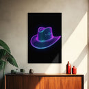 Purple Cowboy Hat Wall Decor, Cowgirl Hat Print, Western Art, 3D Art, Minimalist Print, Wall Decor, Canvas Print, Wall Art, Framed Canvas