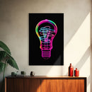 3D Light Bulb Wall Art, Neon Lights Art, Vibrant Art, Minimalist Print, Wall Decor, Canvas Print, Wall Art, Framed Canvas