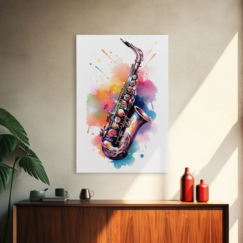 Alto Clarinet Wall Art, Musician Gift, Framed Canvas Print, Clarinet Print, Musical Instrument Art, Gift For Musician, Graffiti Music Art