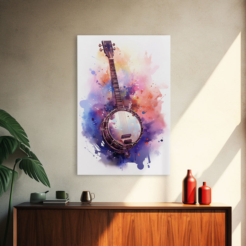 Banjo Gift, Banjo Wall Art Canvas Print, Country Music Art, Guitar Art, Banjo Poster Print, Banjo Gifts, Musical Art, Southern Music Decor