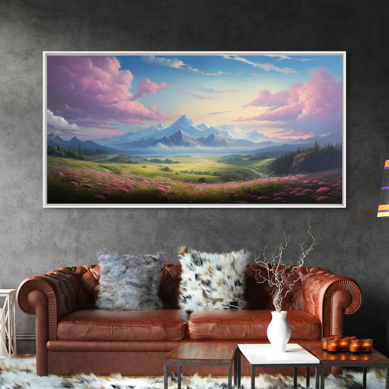 Beautiful Mountain Painting Canvas Print, Landscape Oil Painting, Minimalist Modern Art, Canvas Painting, Framed Mountain Art Print