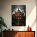 The Haunted House, Framed Canvas Art, Painting Of Haunted Victorian Mansion, Dark Academia, Halloween Decorations, Halloween Art