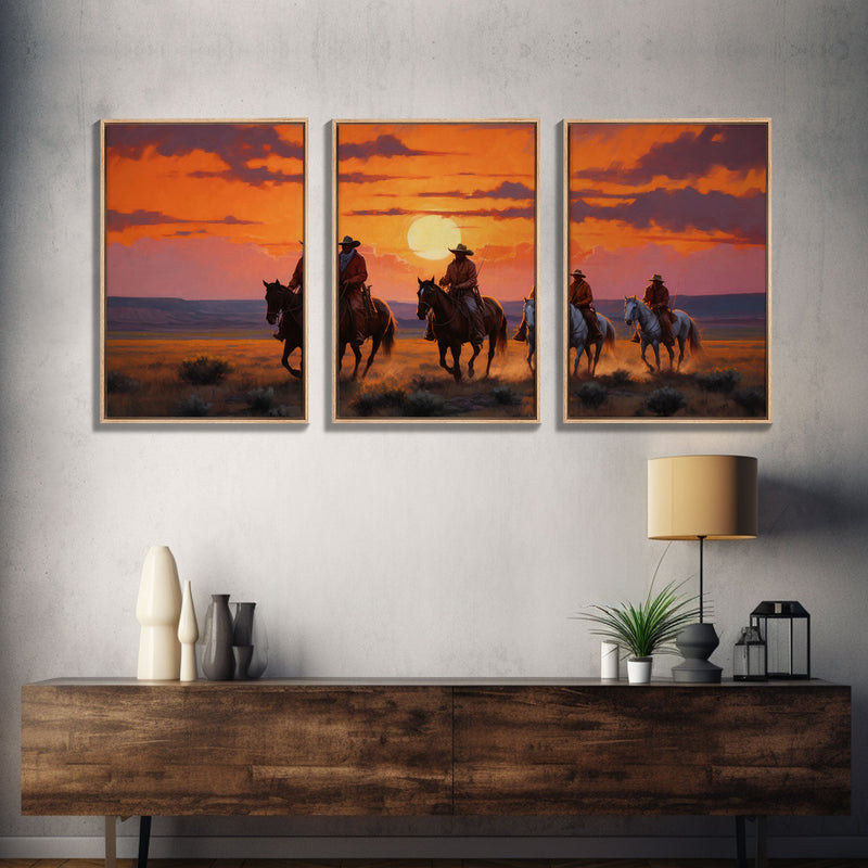 Western Wall Decor, Landscape Art, Sunset Wall Art, Canvas Print, Wall Art, 3 Piece Wall Art, Teacher Gift, Teen Boy Room Decor, Office Art