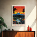 Hawaii Volcanoes National Park Hawaii Travel Art, National Park Print, Minimalist Travel Art, Midcentury Modern Style Landscape Painting