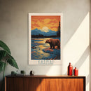 Katmai National Park Alaska Travel Art, National Park Print, Minimalist Travel Art, Midcentury Modern Style Landscape Painting