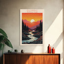 Olympic  National Park Washington Travel Art, National Park Print, Minimalist Travel Art, Midcentury Modern Style Landscape Painting