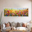 Framed Canvas Print of Original painting, Large wall art, Boho wall décor, Flower painting, Home decor, Modern art, Bedroom decor, Panoramic