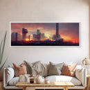 Cyberpunk Cityscape, Metropolis Art, Ready To Hang Canvas Print, Panoramic, Night City Watercolor Concept Art