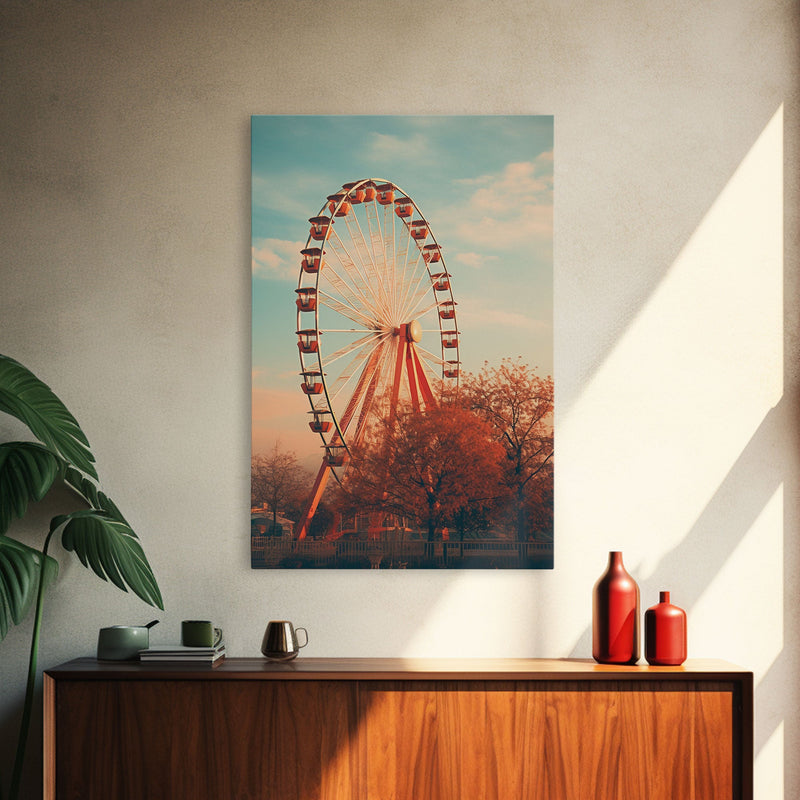 An Abandoned Ferris Wheel, Frames Canvas Print, Liminal Spaces, Abandoned Photography Wall Art Fine Art Print