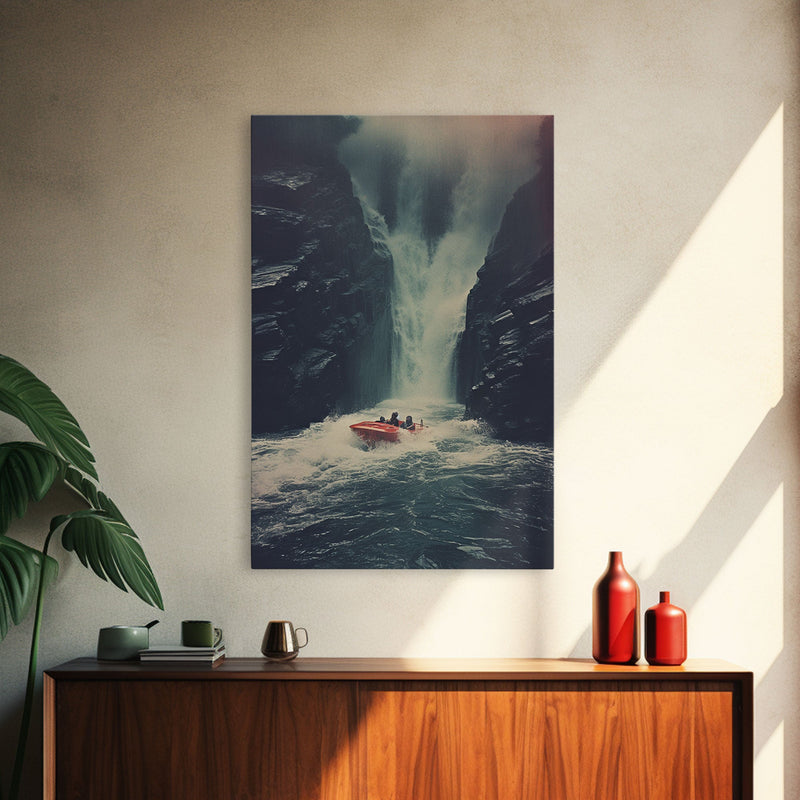 Waterfalls Wall Art, Boat Art, Adventure, Canvas Print, Wall Hanging, Portrait Art, Nature Wall Art, Living Room Prints, Housewarming Gift