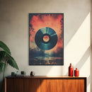 Vinyl Record Wall Art, Framed Canvas Print, Retro 1980s Style Wall Decor, Gift For Him, Gift For Audiophile