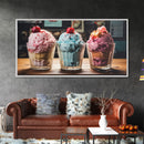 Ice Cream Shop Decor, Framed Canvas Print, Cute Nursery Decor, Retro Ice Cream Parlor Wall Art