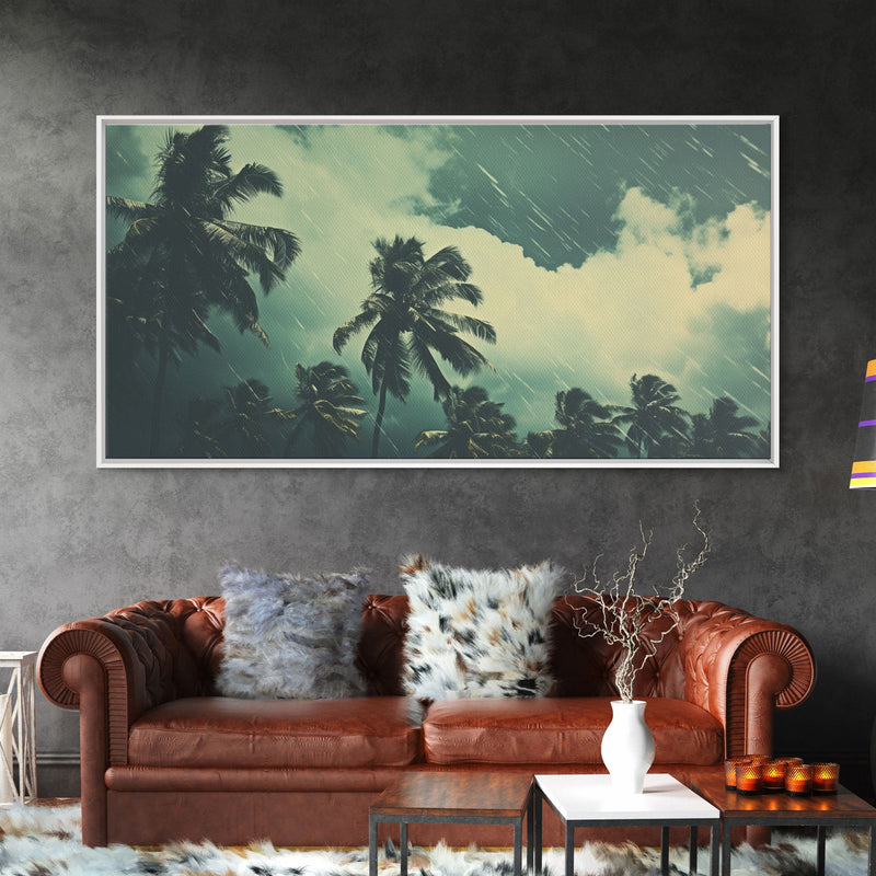 A Florida Rain Storm, Framed Canvas Print, Liminal Art, Liminal Spaces, Framed Wall Art, Game Room Decor, Dark Moody Art