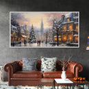 Christmas Village Winter Wonderland Canvas Print, Framed Wall Art, Christmas Decor, Retro Christmas Oil Painting, Christmas Art