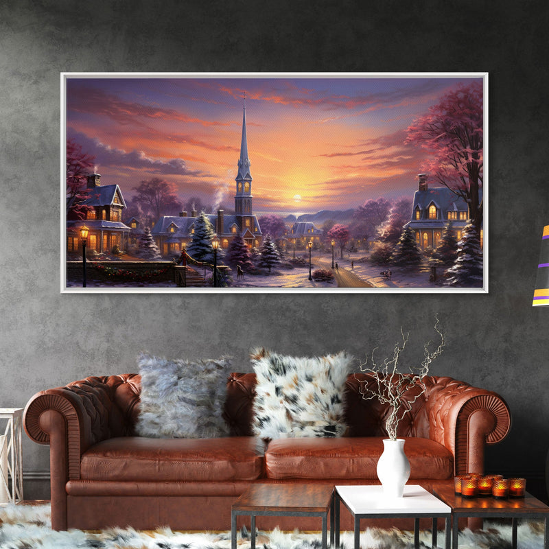 Winter Wonderland Oil Painting Framed Canvas Print - Christmas Decor - Handmade Christmas Gift - Christmas Decoration - Home Decor Wall Art