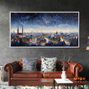 Snowfall Over A Victorian Village - Winter Decor - Christmas Wall Art - Framed Canvas Print - Winter Art Print - Winter Landscape