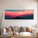 Fire Response - Blackhawk Helicopter Over The Mountains - Southern California - Framed Canvas Print, Synthwave Style Military Art