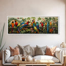 Birds Of Paradise, Parrot Print, Tropical Art, Framed Canvas Print, Beautiful Above Sofa Wall Art, Guest Room Decor