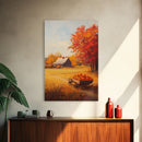 Pumpkin Cart In Fall Field Framed Canvas Print Rustic Autumn Country Farmhouse Decor Perfect Seasonal Art For Farmhouse Christmas Wall Art