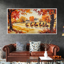 Fall farmhouse wall art Framed Canvas Print equestrian scene autumn country decor cozy farmhouse holiday decor above sofa art gift idea