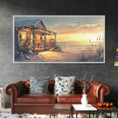 Christmas beach house decor, coastal holiday home art, seaside Christmas wall art, festive beach house print, framed canvas print
