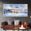 Cozy Winter House with Snowy Landscape, Christmas Decor, Framed Canvas Print, Farmhouse Christmas Decor, Seasonal Wall Art, Gift Idea