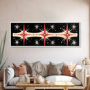 Neutral Star Burst Framed Canvas Print, Abstract Atomic Age Wall Art, Mid-Century Modern 1950s Style Home Decor, Large Scale Art