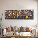 Field of Flowers - Floral Decor - Boho Farmhouse Wall Art Framed Canvas Print - Minimalist Decor - Cute Vibrant Wall Art
