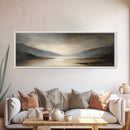 Moody Seascape Wall Art, Framed Canvas Print, Horizontal Panoramic Wall Art, Cloudy Day, Large and Wide Calm Decor, Modern Wall Art